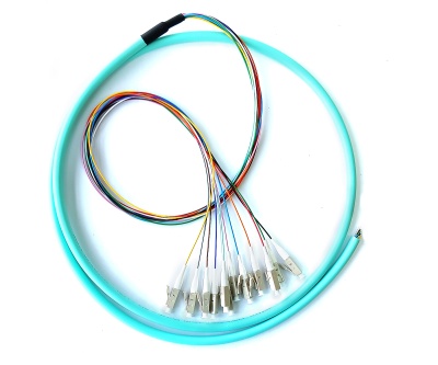 LC/upc 12 Strand Multimode Fiber Optic Pigtail OM4 (50/125) Bunch 0,9mm -- 1,5m