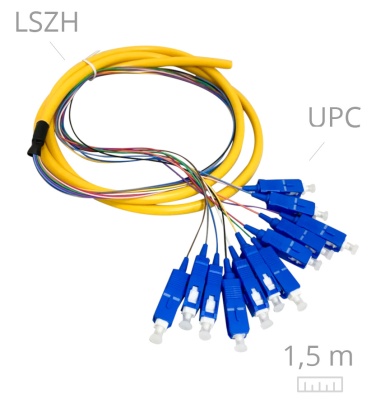 SC/upc 12 Fibers OS2 (G57.A1) Bunch 0,9mm Pigtail -- 1,5m