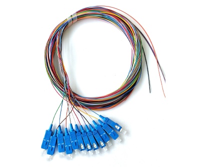 SC/upc 12 Fibers OS2 (G657.A1) Color Coded 0,9mm Optical pigtail --3m