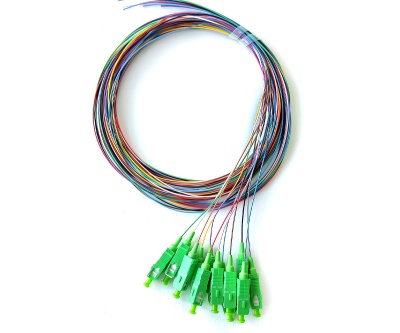 SC/apc Single Mode 12 Fibers Optica Pigtail OS2 (G657.A1) Color Coded 0,9mm --3m