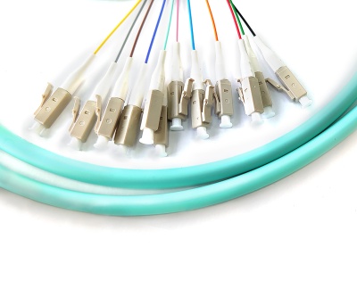LC/upc 12 Strand Multimode Fiber Optic Pigtail OM4 (50/125) Bunch 0,9mm -- 1,5m